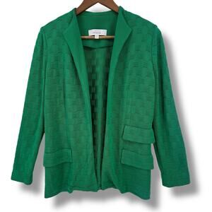 Exclusively Misook Textured Open Front Coatigan Jacket Size XS Kelly Green
